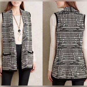 Anthropologie ANGEL OF THE NORTH Roenne Plaid Open Front Sweater Vest Size  Med